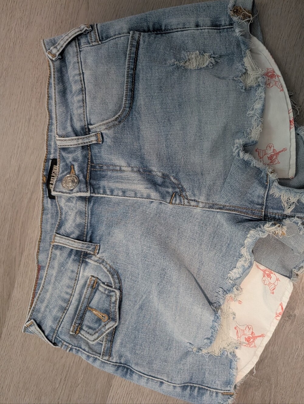 True Religion Light Blue Denim Jean Shorts